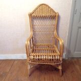 Vintage wicker rattan armchair