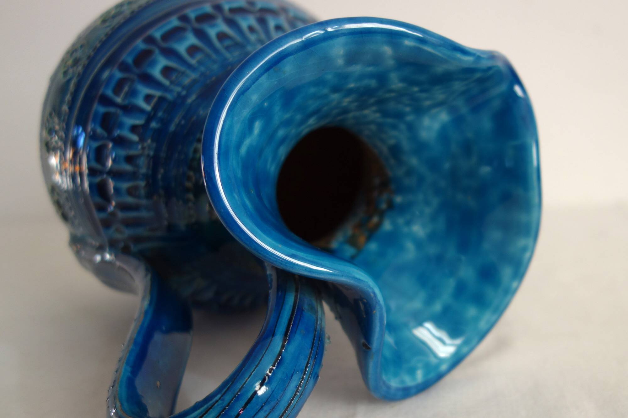 Large vintage Aldo Londi Bitossi ceramic vase pitcher