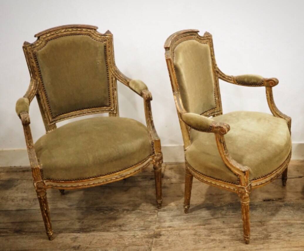 Pair of convertible armchairs Louis XVI.18th century