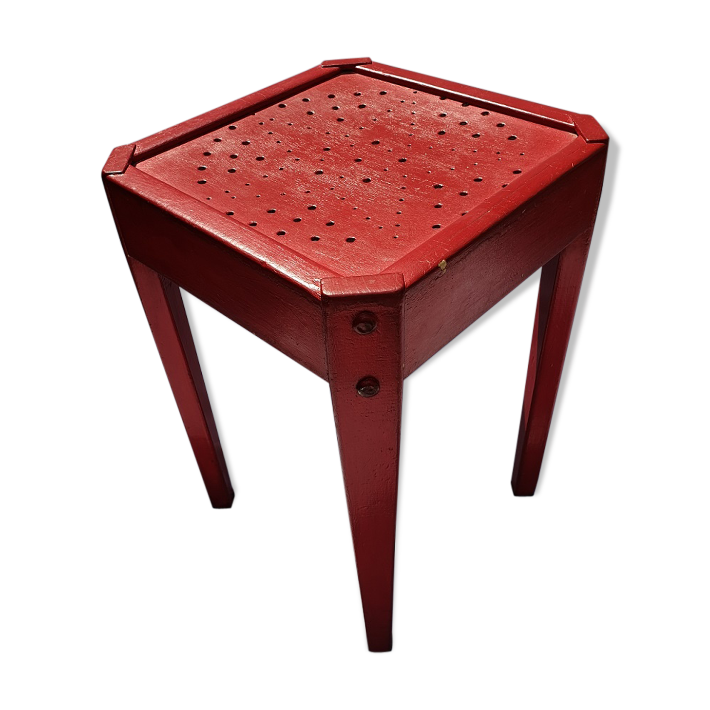 Tabouret bois rouge Luterma