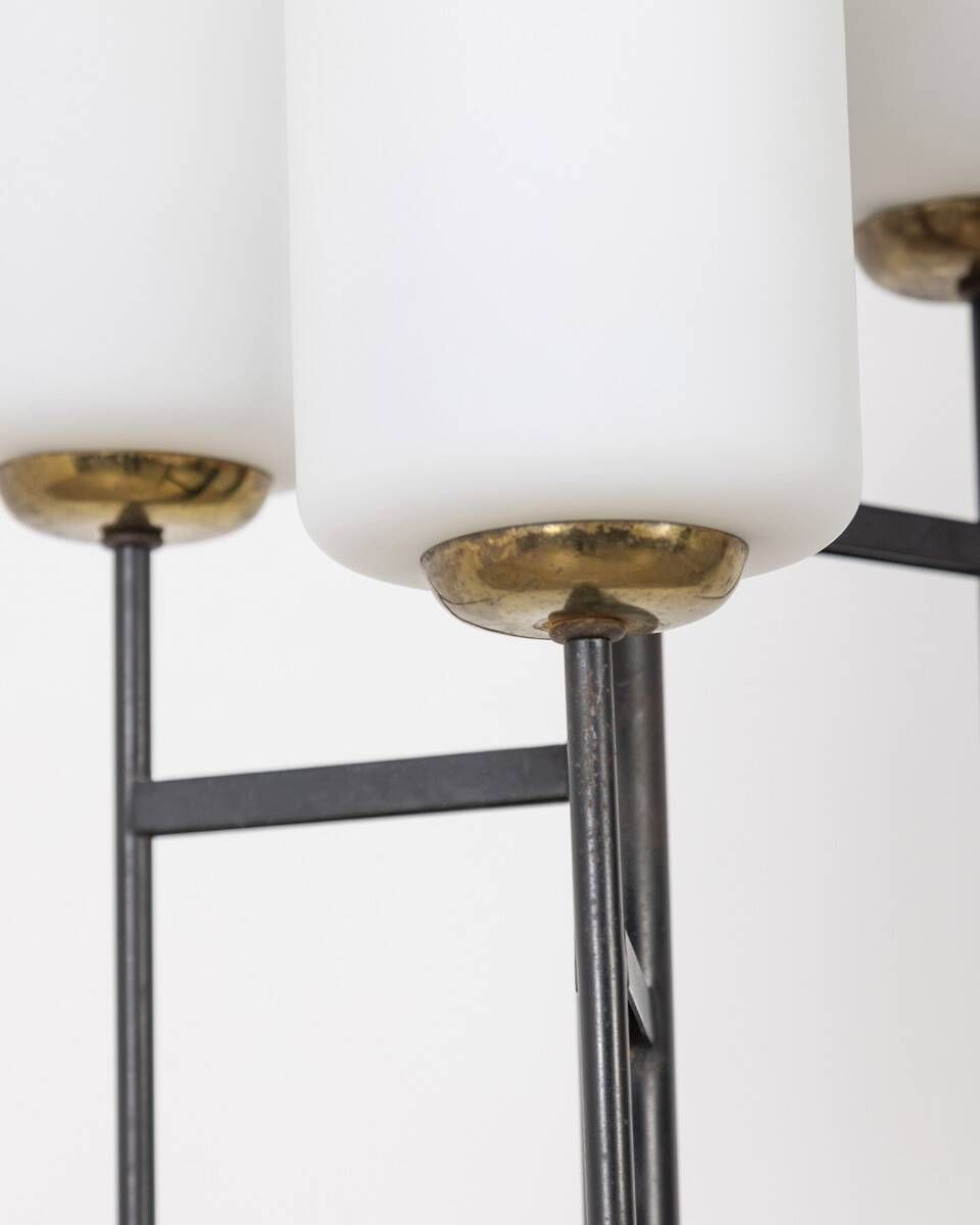 Vintage 50's floor lamp in metal and glass, italian design