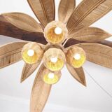 Rattan "coconut tree" chandelier