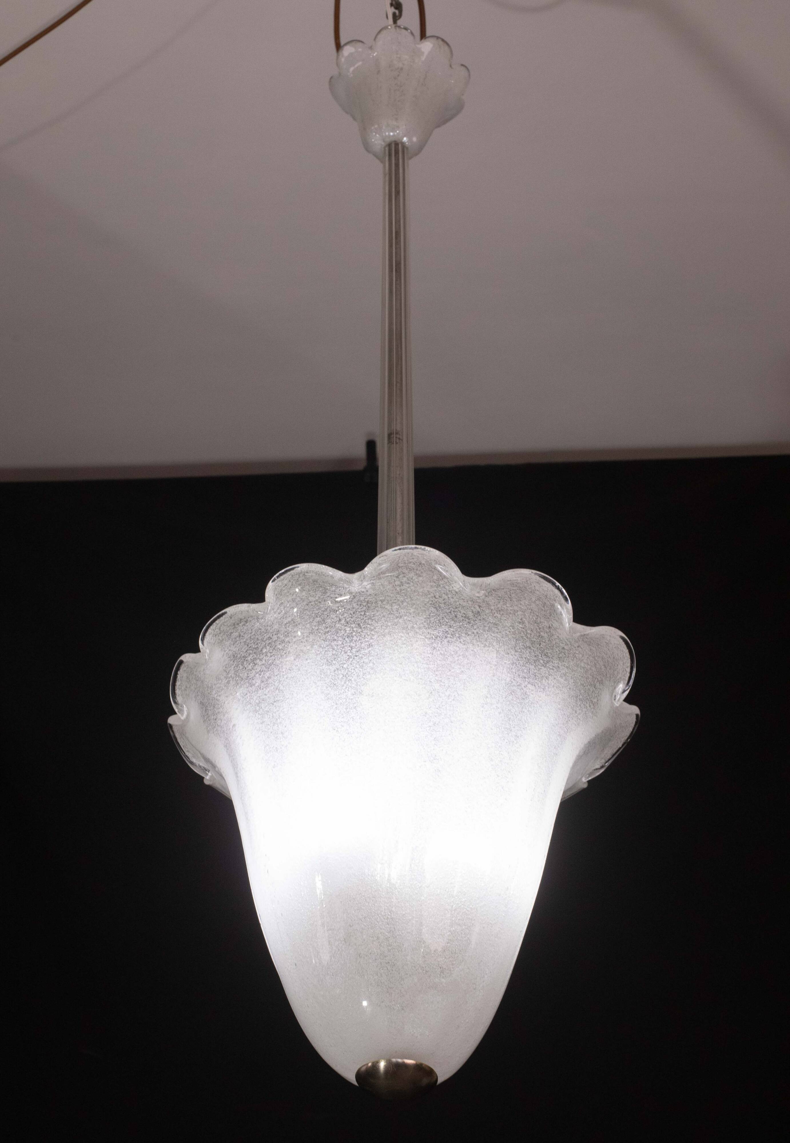 Mid-Century Murano Pulegoso Glass Lantern by Seguso, 1950s