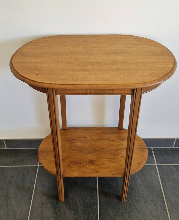 Table d'appoint ovale à double plateau en bois - Style Art Époque 1940