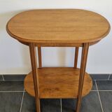 Oval side table with double top in wood - Art Deco style 1940s