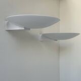 Paire d'appliques vintage moderniste Disderot métal laqué blanc France 1970