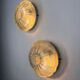 Pair of "Daisy Flower" wall sconces by Limburg, frosted glass, Germany 1960s