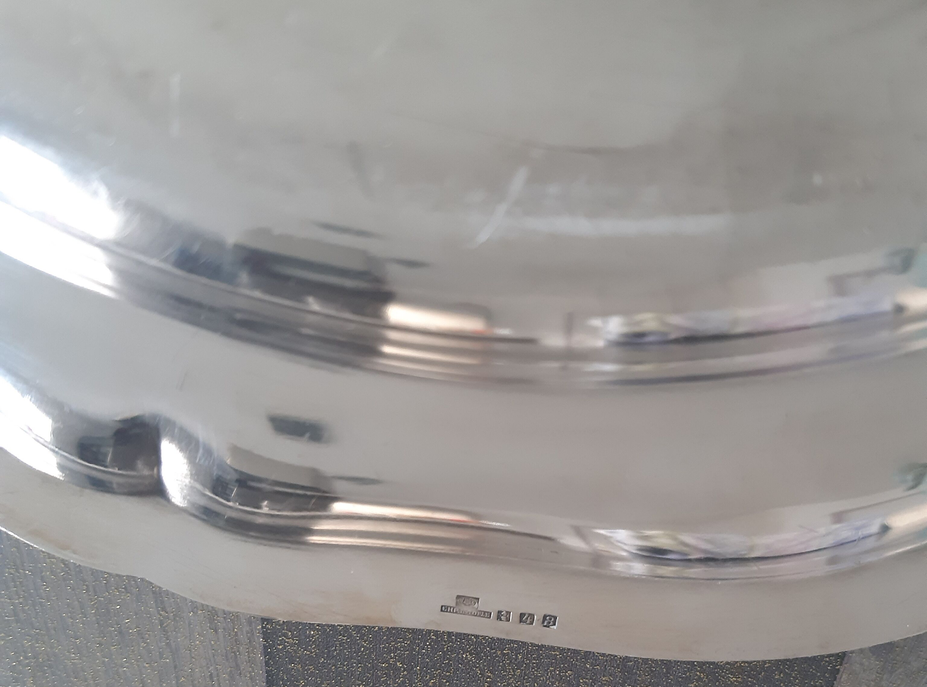 Christofle round silver metal dish with punches ø 33 cm