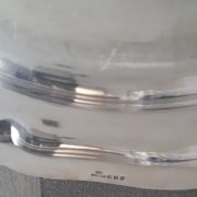 Christofle round silver metal dish with punches ø 33 cm