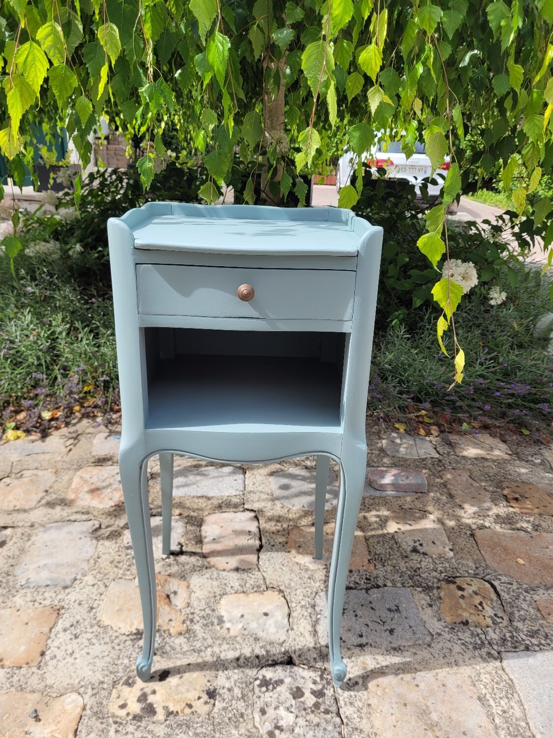 Bedside table Louis Xv style Blue neptune