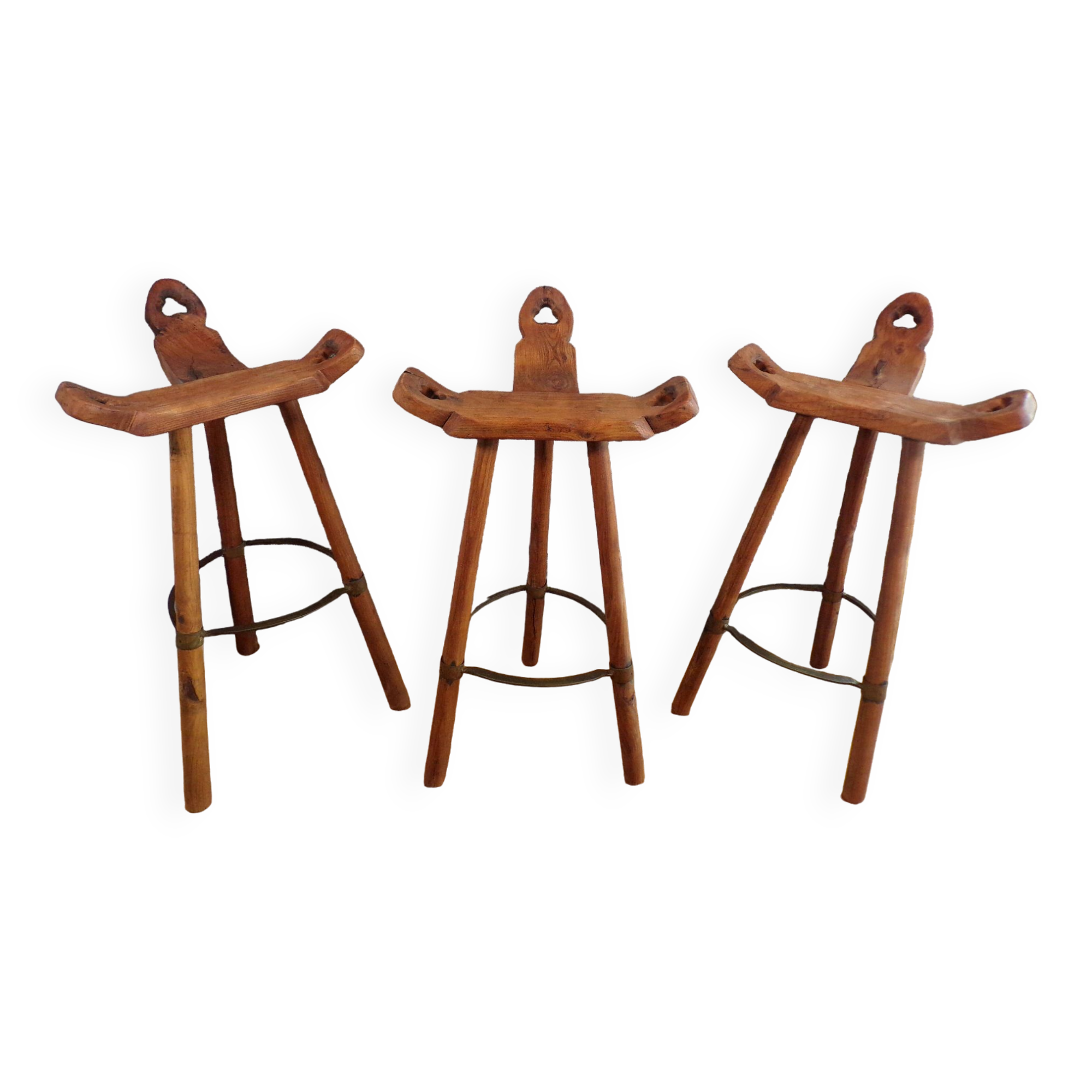 Set of 3 Spanish bar stools