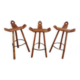 Set of 3 Spanish bar stools