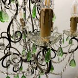 Lustre en cristal macaroni vert, années 1950