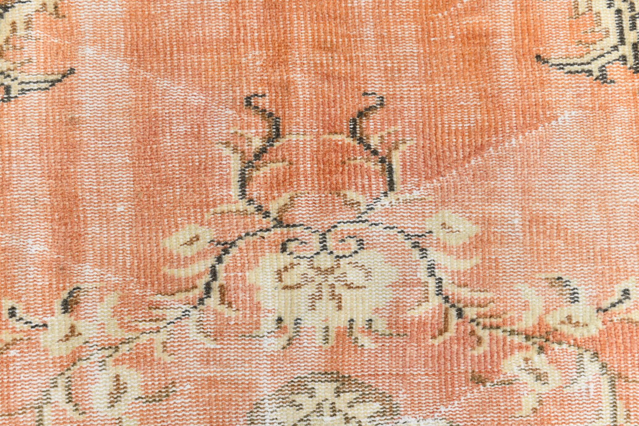 4x7 Peach & Beige Oriental Turkish Vintage Rug, 134x220Cm