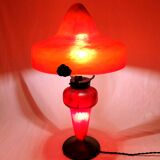 Champignon art-nouveau lamp signed schneider charles - foot and lampshade in glass paste