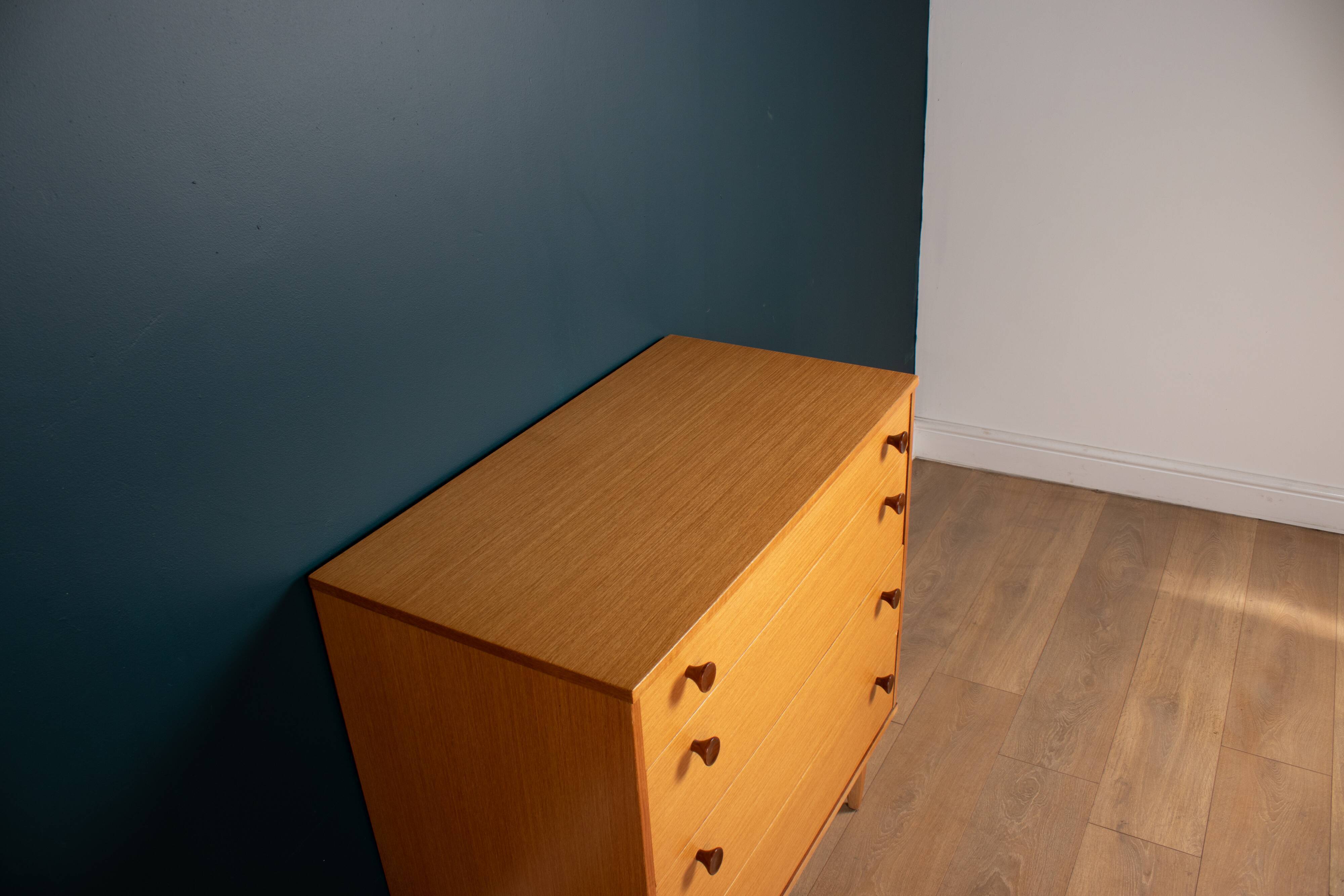 Retro honey teak 1960s avalon chest of drawers
