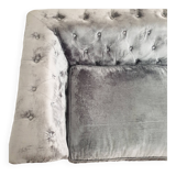 Canapé style Chesterfield vintage bleu gris velours