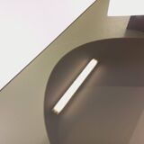 Table basse rectangulaire Space Age vintage en acier et verre fumé