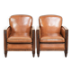 Unique set of two beautiful sheepskin art deco armchairs