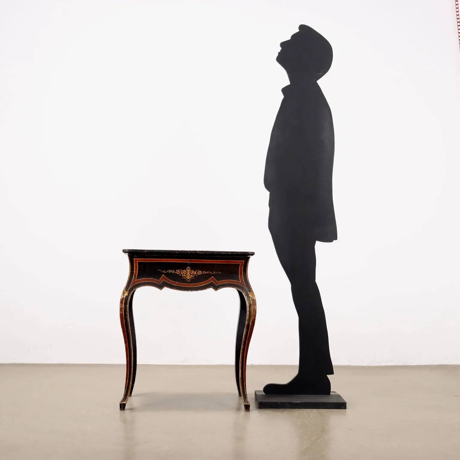 Antique lacquered oak work table, France, 20th century