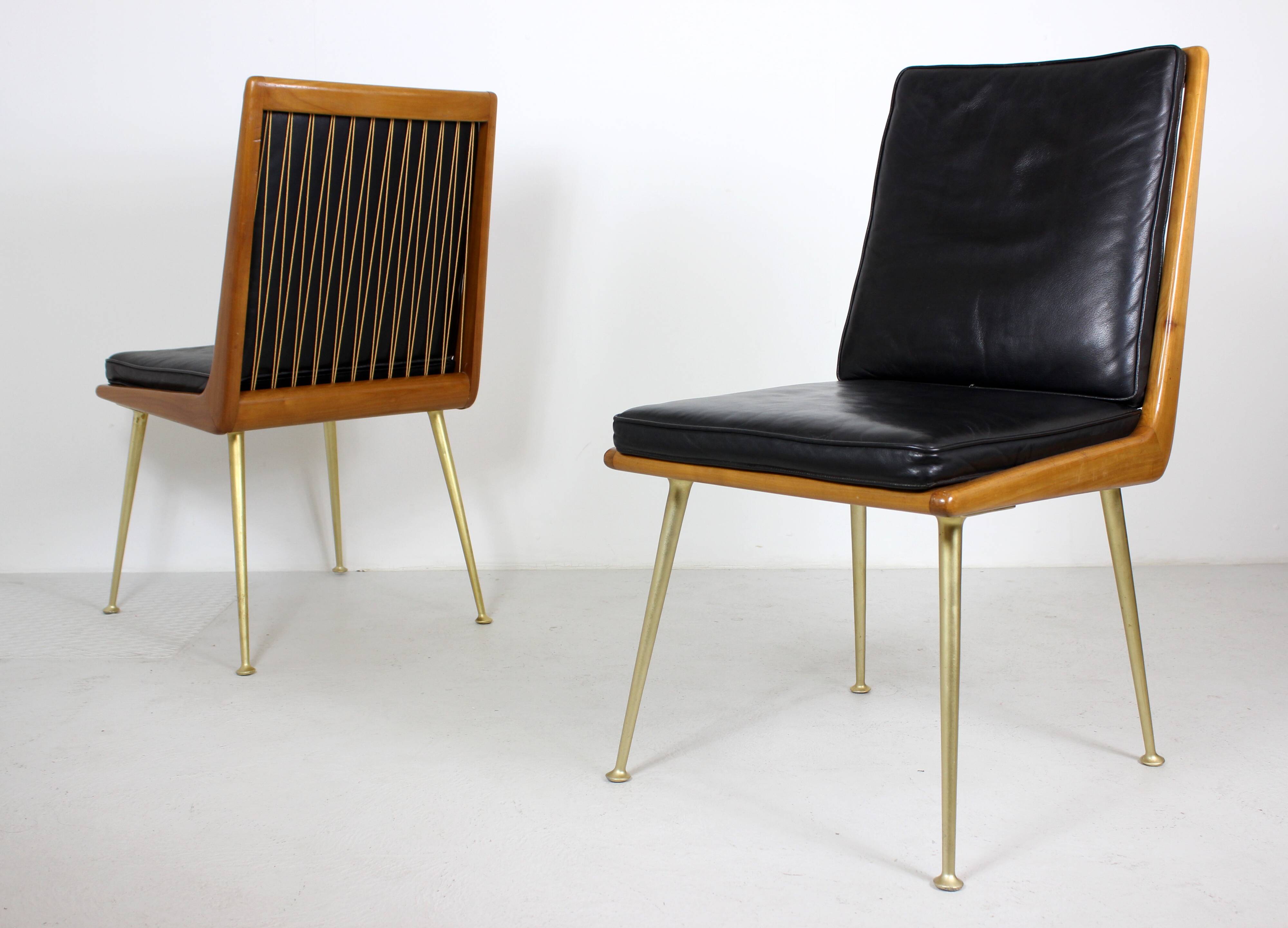 Pair of Boomerang Easy Chair by Hans Mitzlaff for Eugen Schmidt in Leather