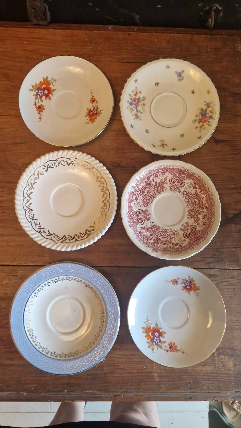 Set of 6 saucers small antique biscuit bread plates Limoges Villeroy and Bich Gilbert