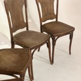 Suite of 5 vintage J.J Khon oak chairs