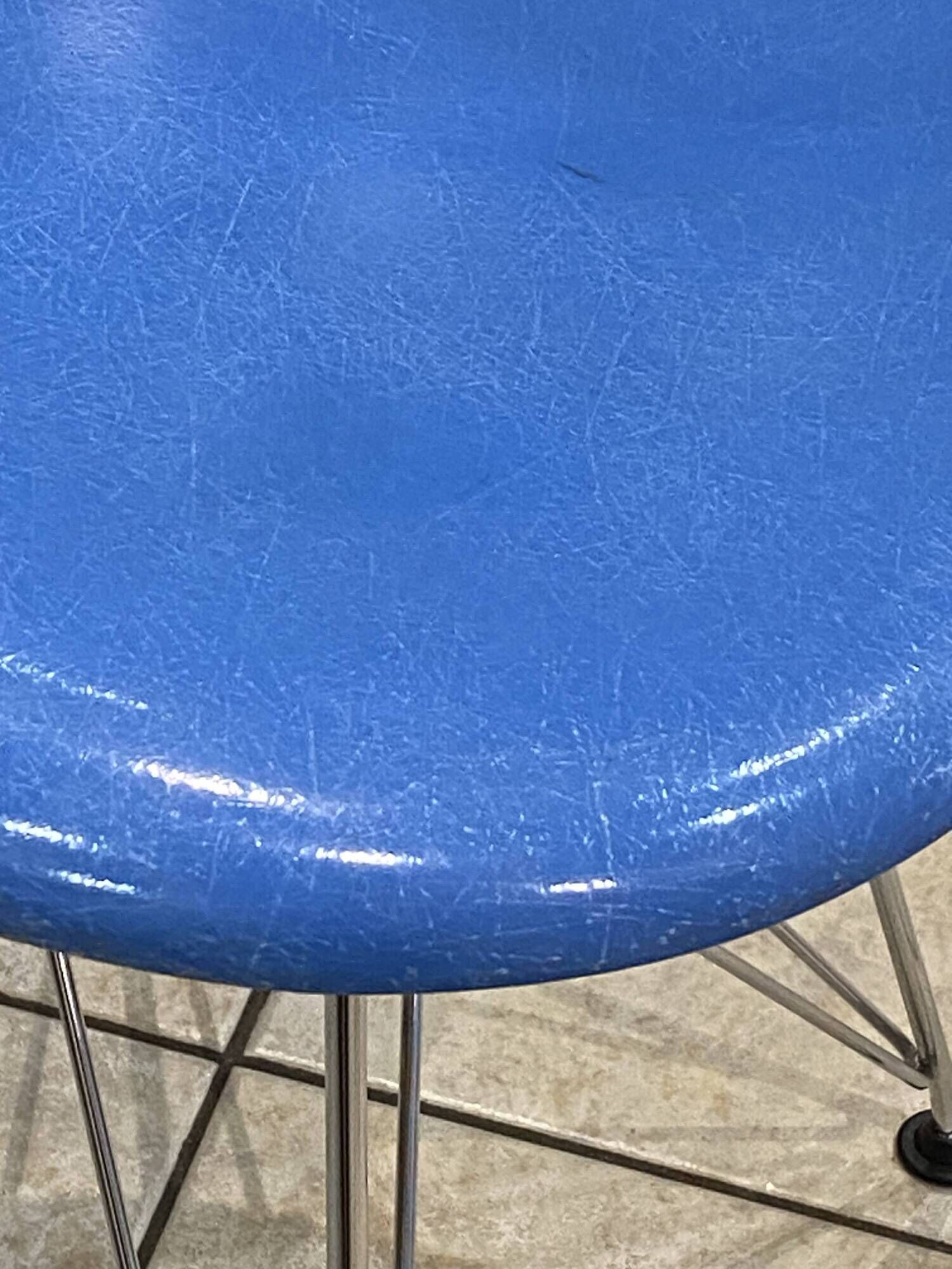 Turquoise blue DSR Eiffel fiberglass chair Eames Herman Miller vintage