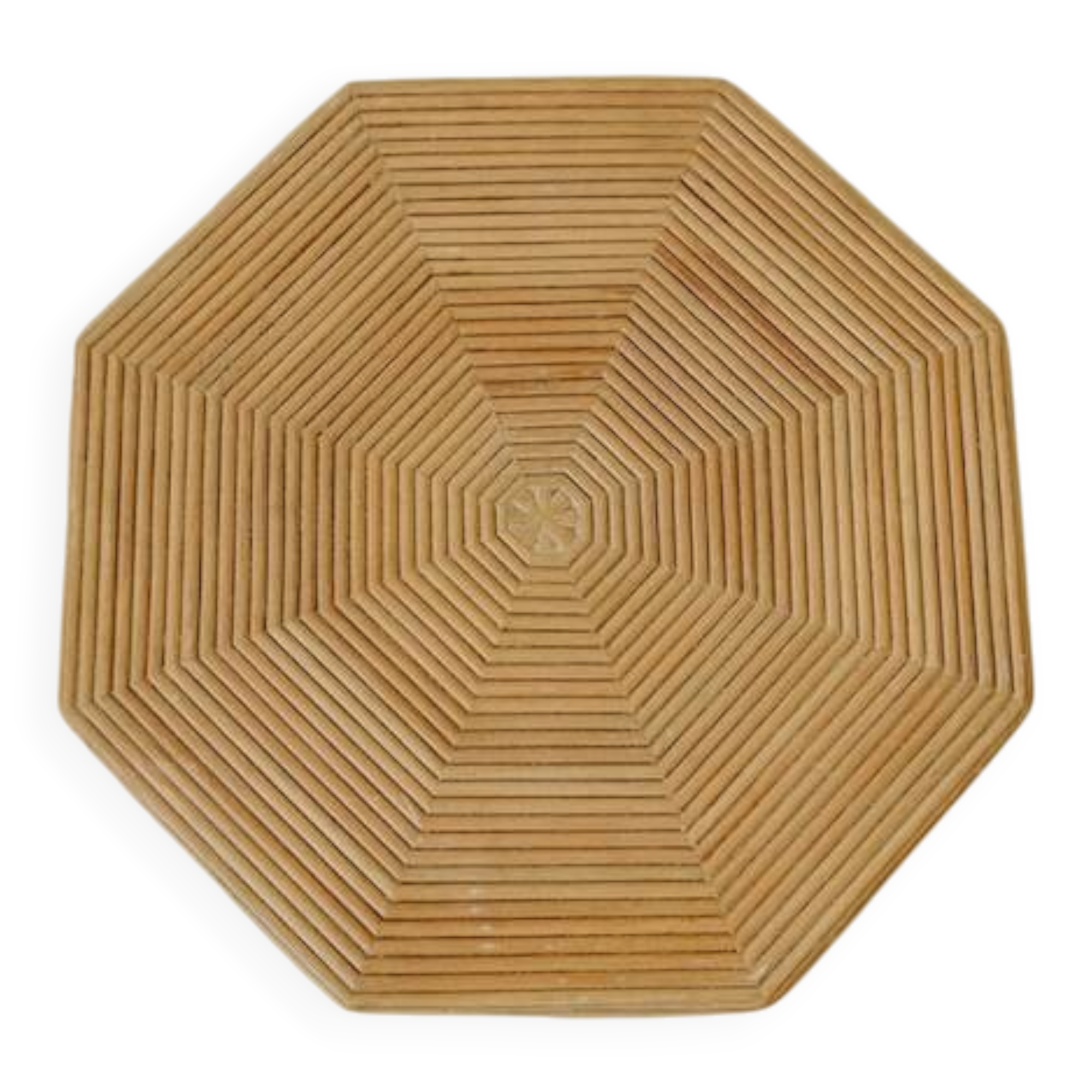 Petite table d’appoint octogonale en rotin couleur crème