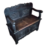 Ancien banc coffre de lit clos breton