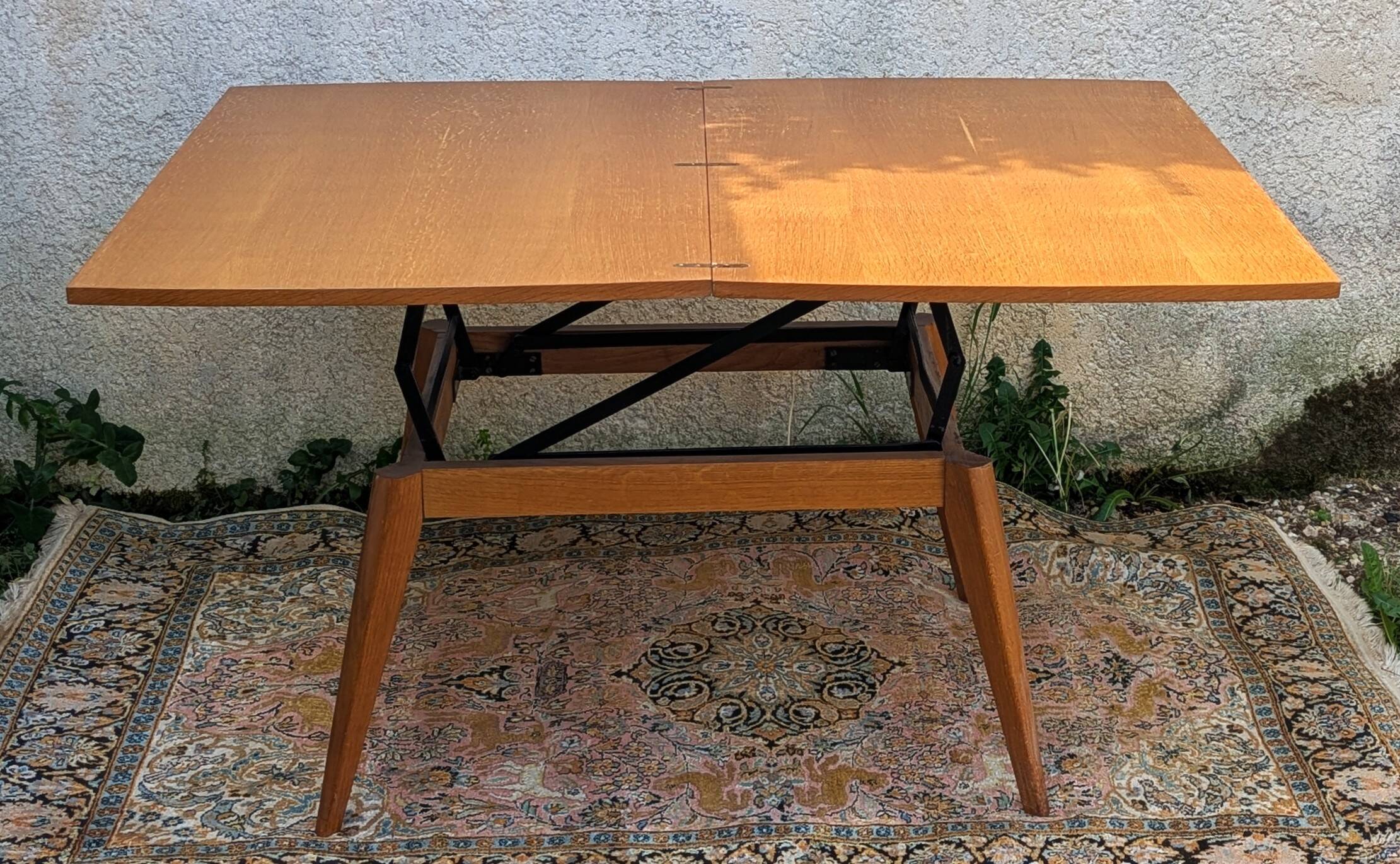 Table Vintage Modulable Magic Révélation Pieds compas par Albert Ducrot, ve