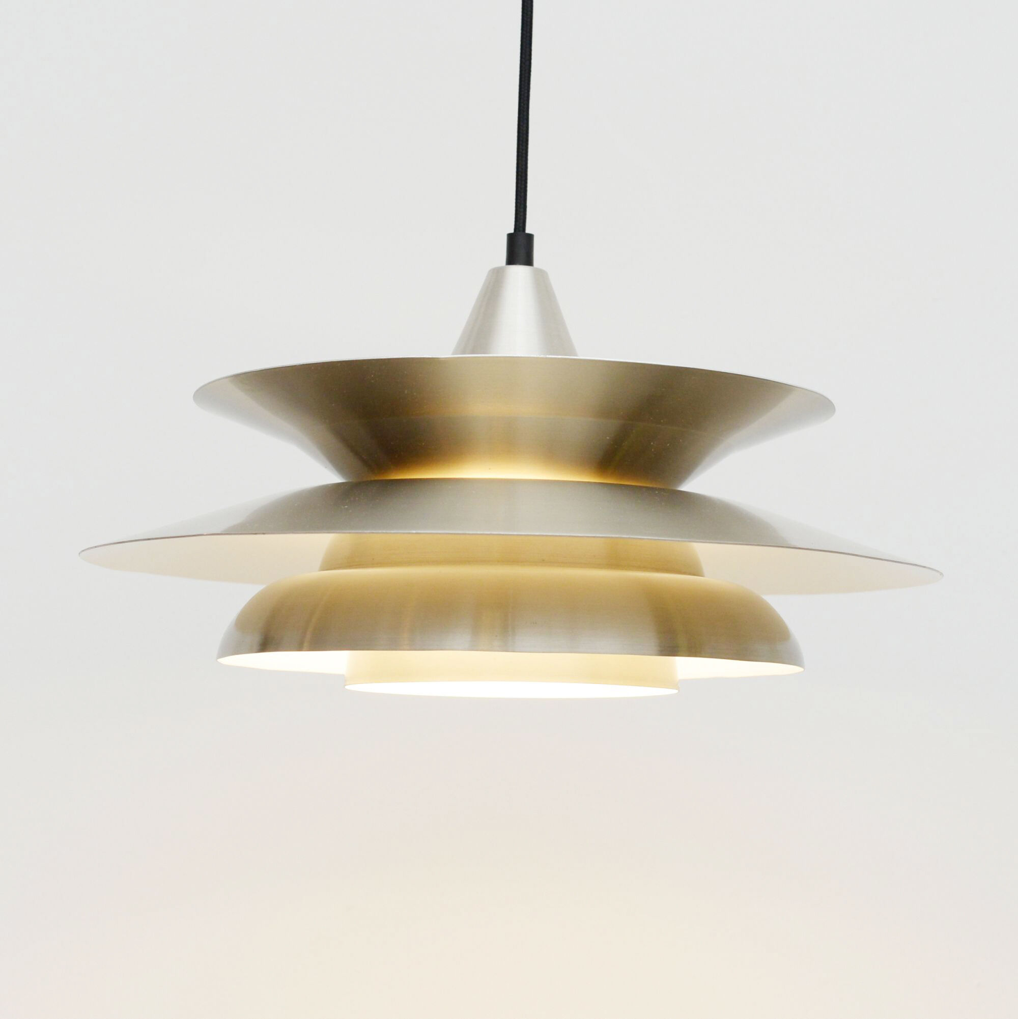 Pendant lamp in golden brass, denmark 1960s