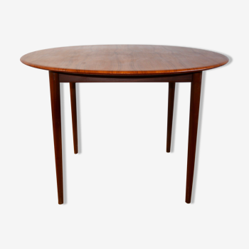 Scandinavian teak table vintage beveled 110 cm, 1960