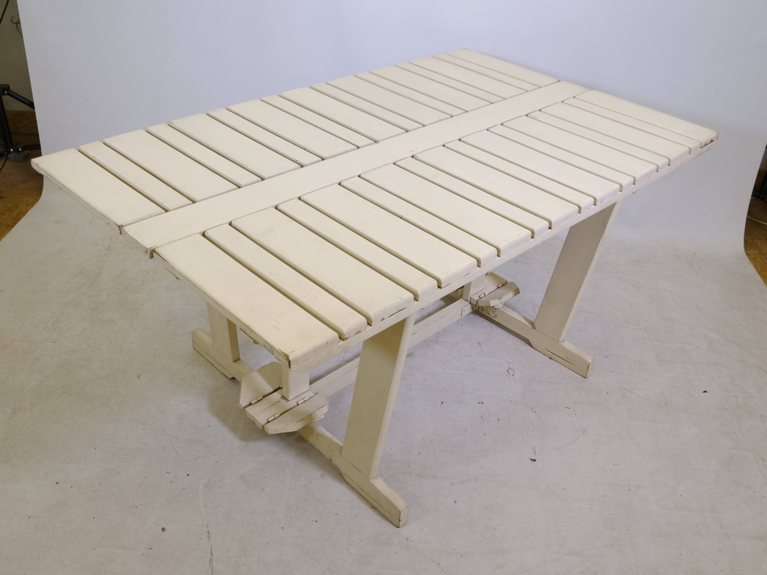 Mid-Century folding garden table wood by Triconfort Riviera model, 1970s