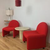 Scandinavian-style space age metal hanging lamp, red