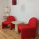 Scandinavian-style space age metal hanging lamp, red