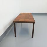 Vintage rectangular coffee table by Jean Jaffeux in steel and ceramic from the 60s