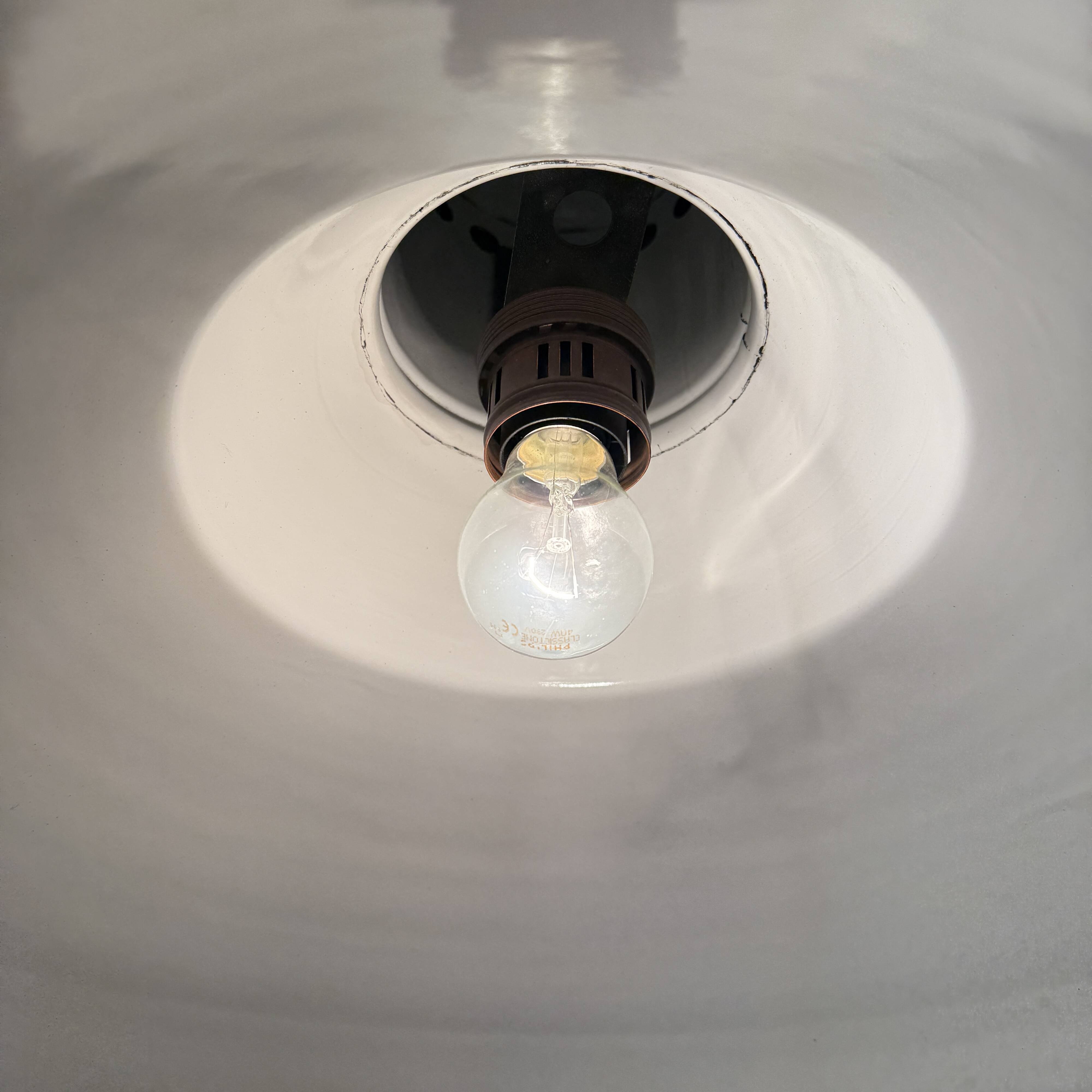 Industrial French medium black enamel pendant lamp