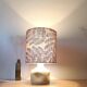 Sculpted stone lamp dlg Tormos, linen lampshade with botanical print