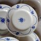 6 old flat plates, blue flower decoration, iron earth