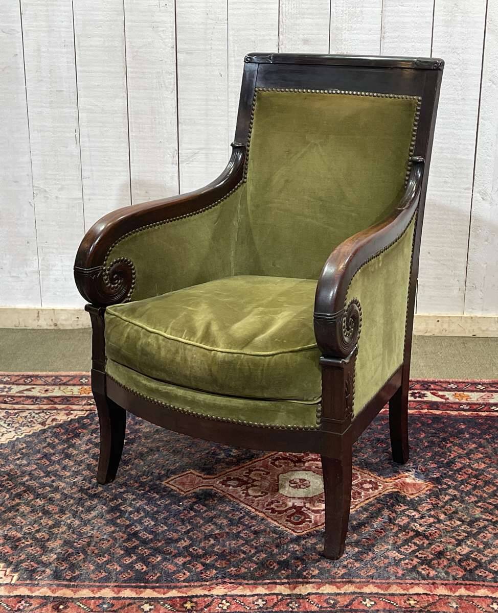 19th-century bergère in mahogany