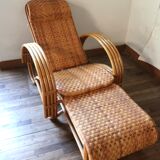 Vintage rattan chaise longue