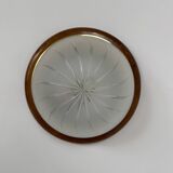 Pair of vintage wall lights, wood, brass and frosted glass, France, 1970.