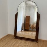Large art deco beveled mirror in walnut
