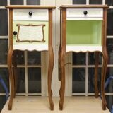 Pair of high wooden bedside tables