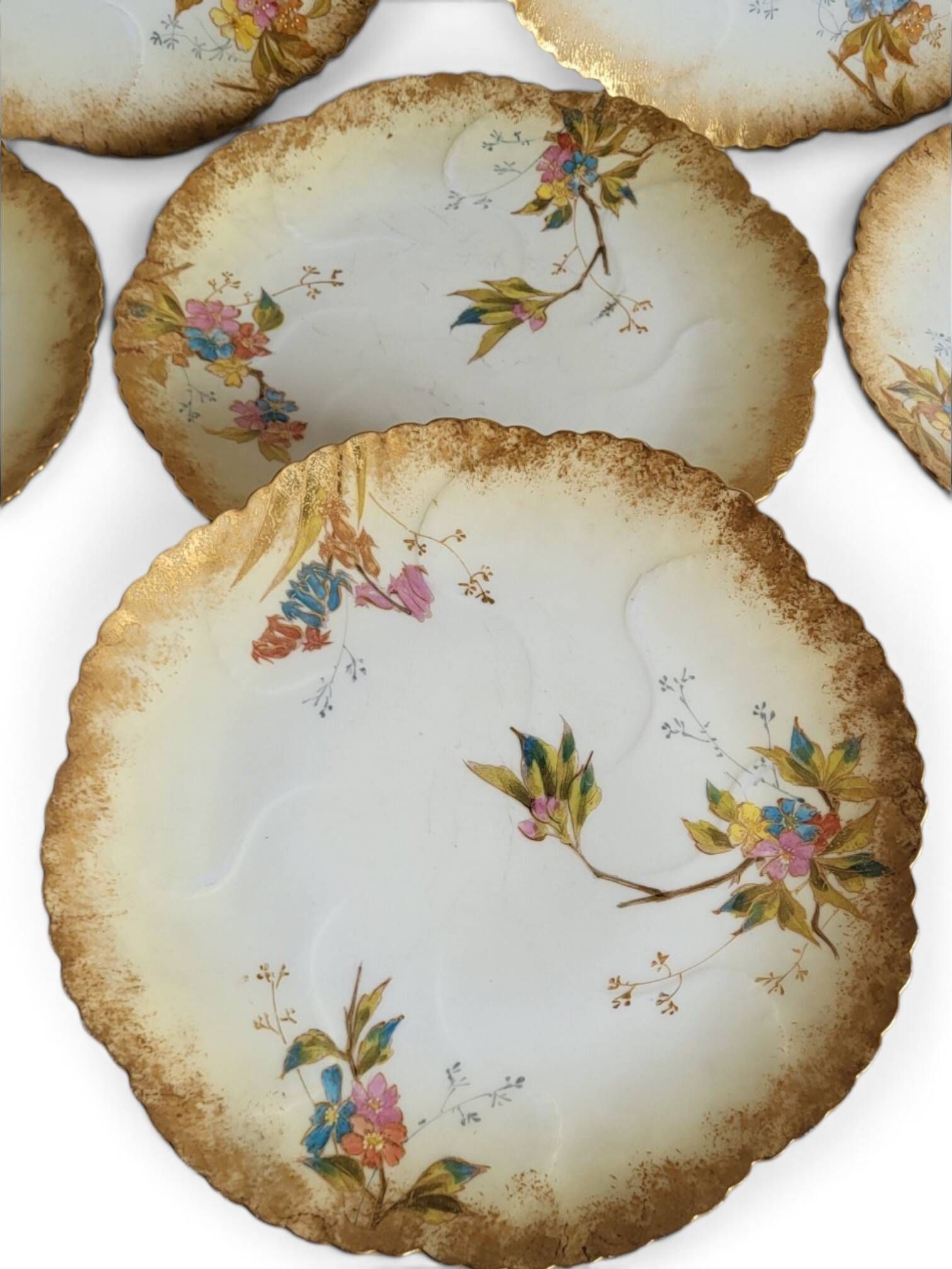 8 porcelain plates from Limoges, Martial Redon / Art Nouveau