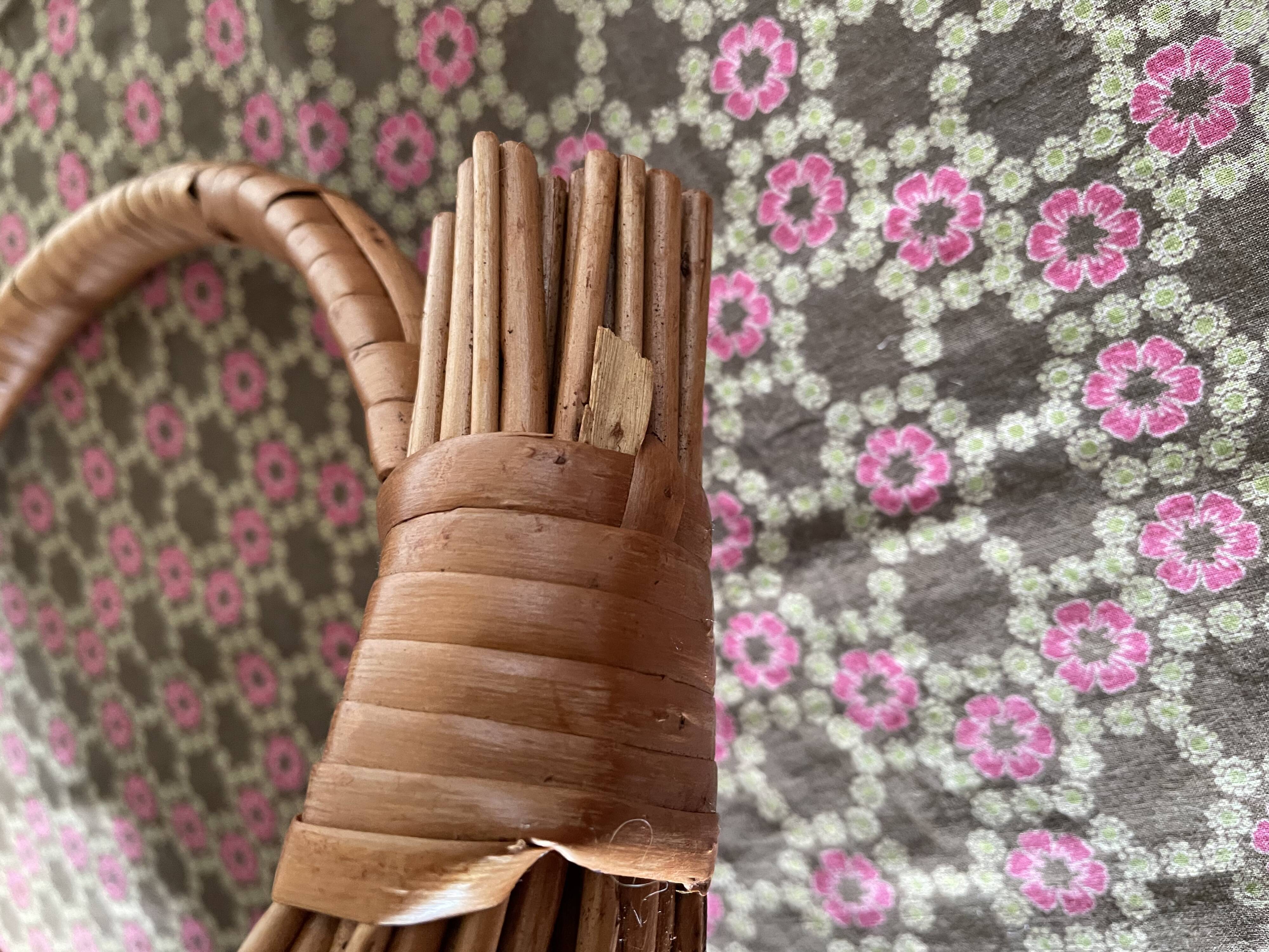 Woven wicker fruit basket 1960