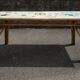 Vintage table in rattan Audoux and Minnet and ceramics Chassin 1950