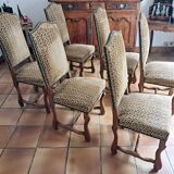 Six French Os De Mouton Style Dining Chairs in Carved Wood