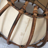 Vintage rattan pendant lamp with paper lampshade
